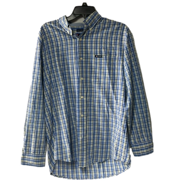 Men’s Chaps blue pattern casual button up size M Medium long‎ sleeve - Picture 1 of 5